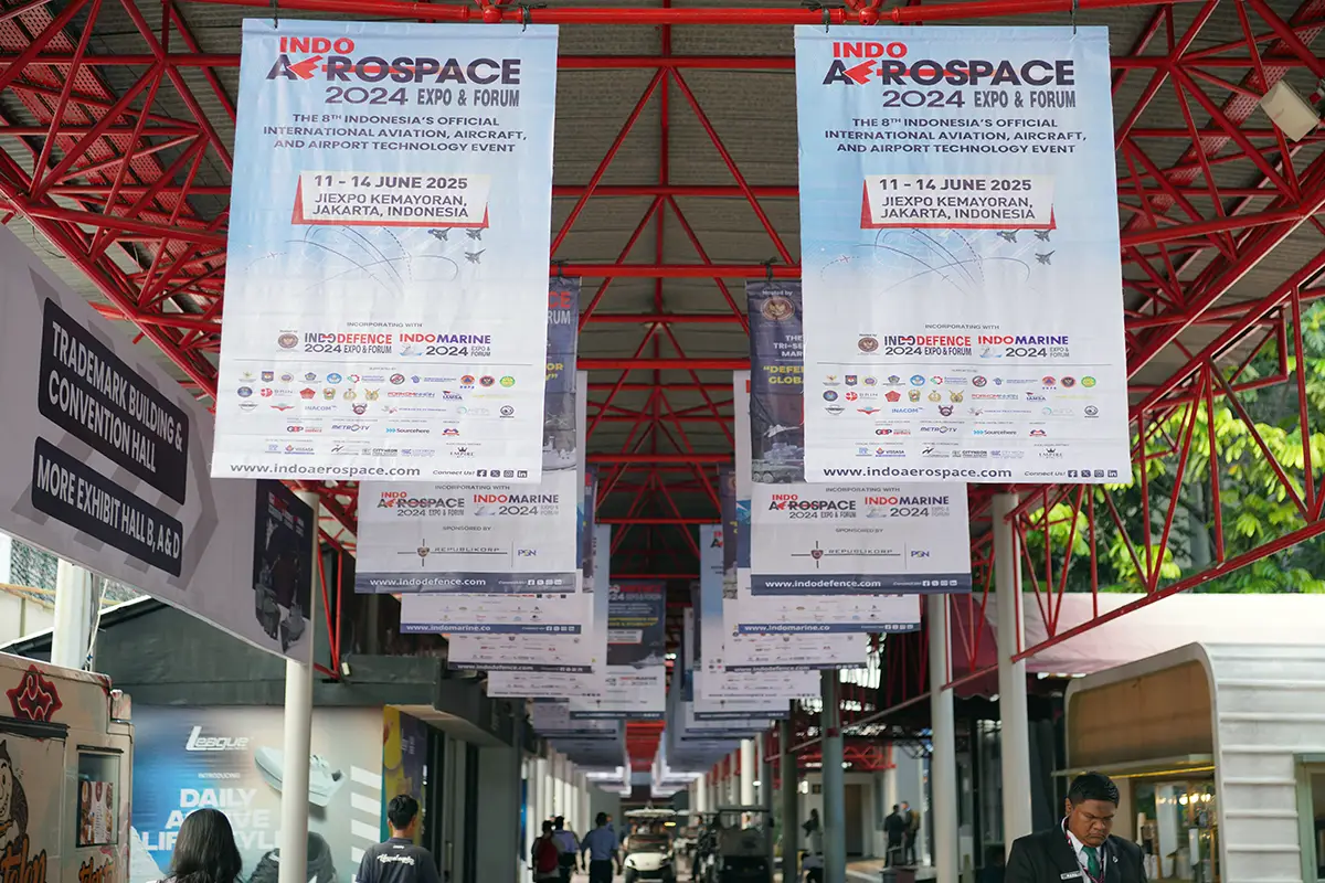 Indo Aerospace event entrance branding